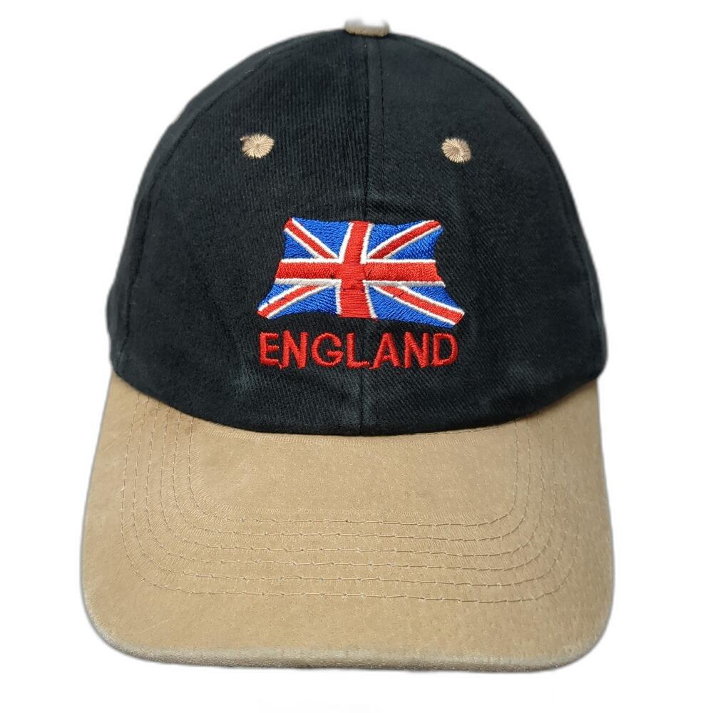 England UK Slideback Baseball Cap Black One Size Adjustable Embroidered 6 Panel